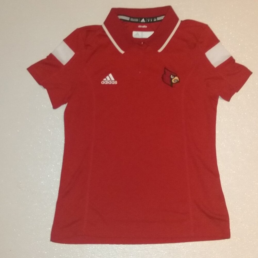 Women's medium Adidas Red Polo Shirt with Louisville Cardinals Logo